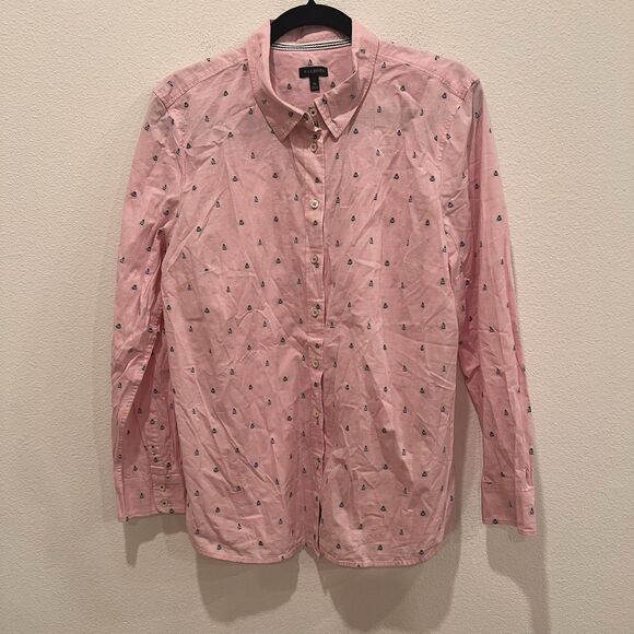 Talbots Tops - Talbots Preppy Nautical Novelty Anchor Sailboat Long Sleeve Button-Up Shirt XL